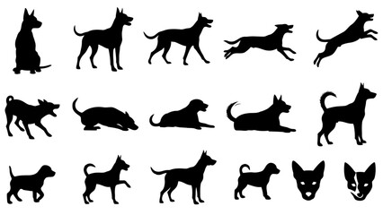 Dog silhouettes in various poses
