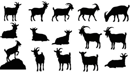 Collection of goat silhouettes