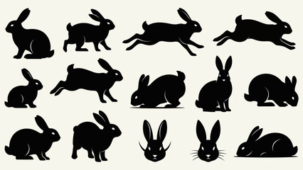Black rabbit silhouettes collection