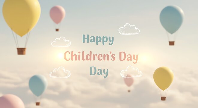 Happy Childrens Day Hot Air Balloons