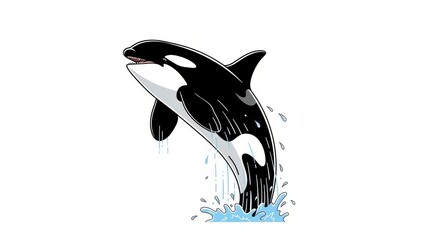 Obraz premium Illustration of a playful orca leaping from the water.