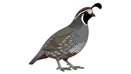 Illustration of a detailed quail with vibrant plumage.