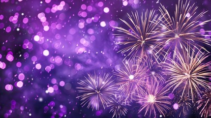 New year s eve 2026 celebration banner with purple fireworks against a dark blue sky
