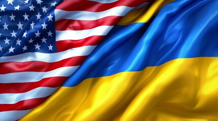 Visual representation of usa, ukraine, and russia flags highlighting geopolitical relations