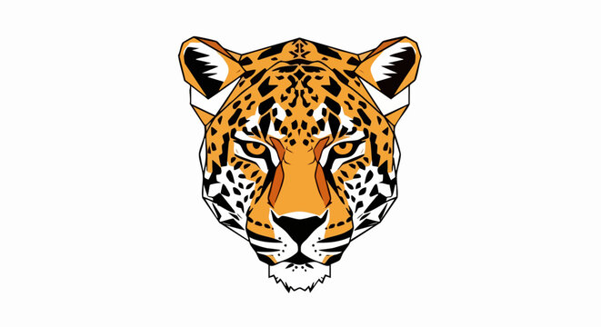 Illustration of a leopards face closeup.