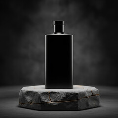 Modern Mens Grooming Product Mockup With Black Bottle Design.