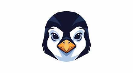 Penguin Head Illustration with Orange Beak.