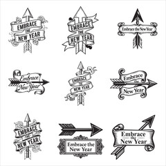 Elegant forward arrow new year banner black vector art