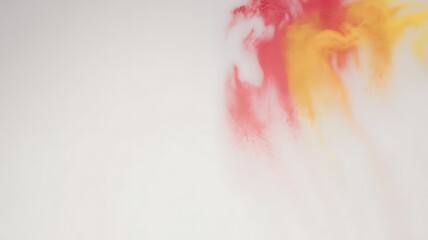 Obraz premium An abstract composition featuring swirls of vibrant red and bright yellow paint delicately dispersed within a milky white liquid background creating a fluid effect