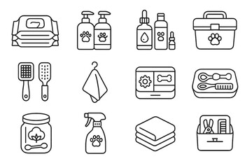 Vector cleaning hygiene small stacked cotton essentials drawer folded icon brush pet