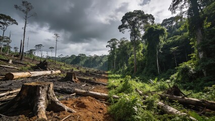 Deforestation: stumps stand, forest fades slowly