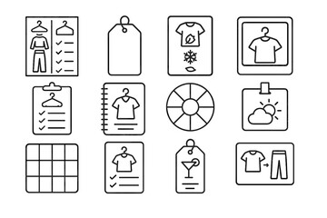 Icons vector planner planning wheel wardrobe icon guide label outfit clip closet