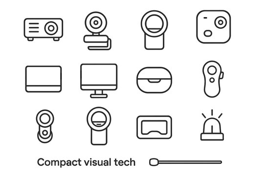 Pocket smart wearable vector compact display icons signal visual tech camera icon