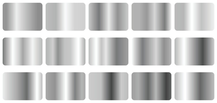 Silver background texture vector icon seamless pattern. Light, realistic, elegant, shiny, metallic and silver gradient illustration.  Steel gradients collection. set of metallic silver gradient banner