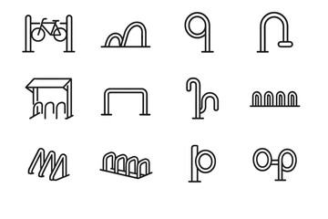 Stand holder bike icons icon angled bicycle post space corner rack vector