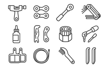 Obraz premium Lever wrench vector patch icon cable essentials brake repair touring tool pad