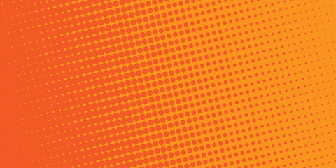 Fototapeta premium Abstract halftone background. Dots halftone orange color pattern gradient texture with technology digital background. Cartoon halftone retro pattern. Abstract template design for poster, card .