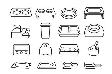 Mat container name food feeding meal vector icon timer accessories pet storage