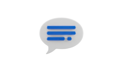 3D speech bubble icon with blue lines transparent background