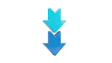 3D Two Downward Arrows on transparent background