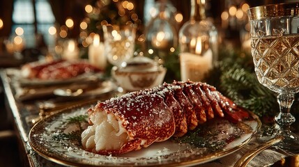 Holiday Seafood Feast with Warm Decorations