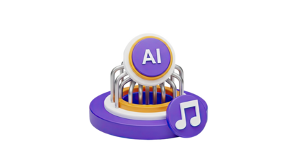 AI music creation concept on transparent background