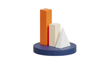 Abstract geometric shapes on a circular base on transparent background