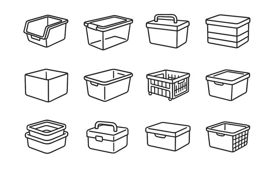 Clear rolling organizing icon hinged deep vector bin stackable icons storage crate