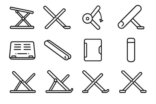 Stand locking icon joint vector foldable plate laptop base ventilated panel hinge