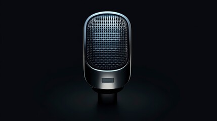 Microphone on a dark surface with soft lighting focusing on its structure and design