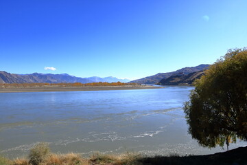 The Yarlung Tsangpo River, Upper reaches of the Brahmaputra, near Lhasa, Tibet, China