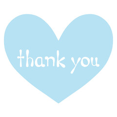 文字が書かれた水色のハート　thank you