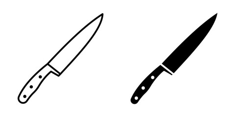 kitchen knife Icon set. Symbol isolated white background. vector illustration. color editable.