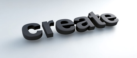 Create word black bold typography dynamic shadow depth modern minimal