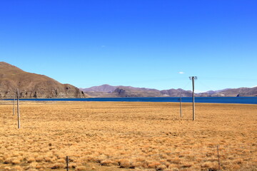 Sacred Lake Yamdrok-tso or Scorpion Lake in Tibet, China