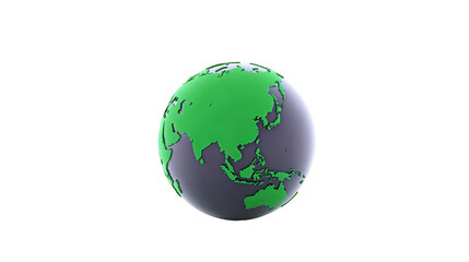 Fototapeta premium Earth globe Asia green blue planet world geography map sphere environmental global nature continent illustration isolated background 3D realistic peaceful science education travel international