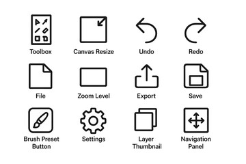 Drawing icon disk level settings software navigation zoom brush vector canvas tab