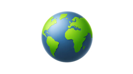 Fototapeta premium Earth globe blue ocean green continent simple illustration isolated on white environmental concept geography educational clean modern peaceful