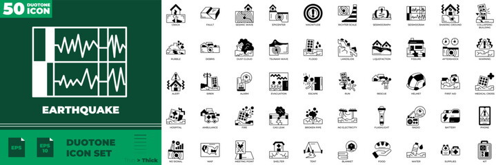 Earthquake Line Editable Icons set