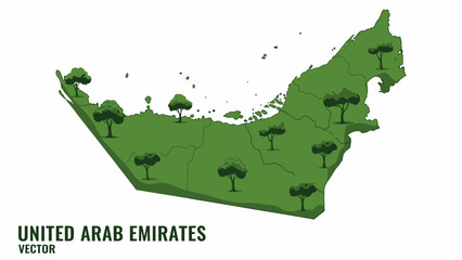 United Arab Emirates Green Map Illustrating Tree Planting Initiatives and Regional Environmental