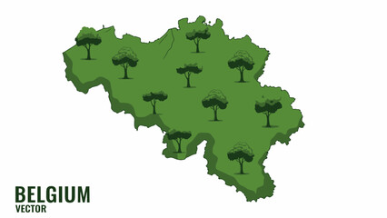 Fototapeta premium Stylized three-dimensional map of Belgium showcasing its green landscape and ecological commitment