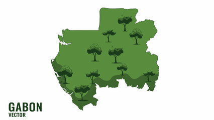 Gabon's verdant landscape map showcasing abundant natural tree cover and ecological richness