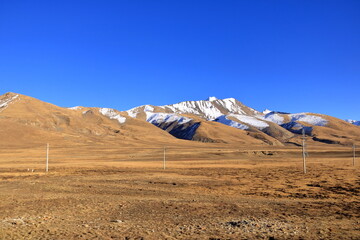 mountains along the road between the Karo-la pass and Gyantse, Gyangze, Tibet, China