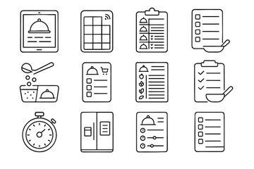 Plan food kitchen label icon icons vector prep timer weekly grid inventory
