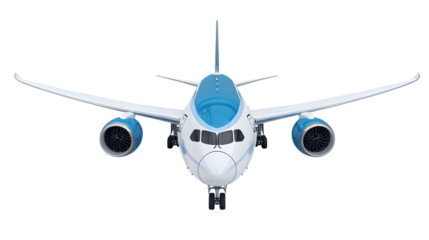 Modern airliner in flight isolated on white background