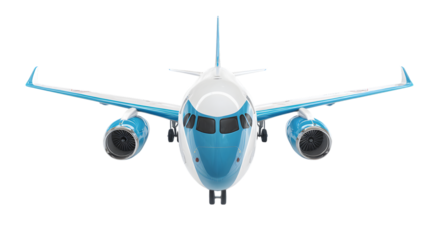 Modern commercial airliner in flight isolated on white background