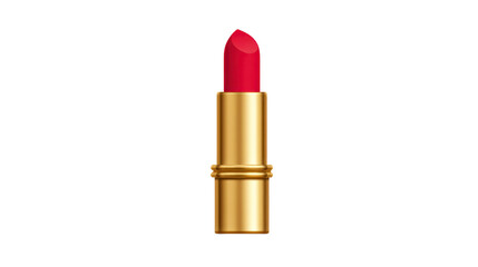 Red lipstick gold tube makeup beauty cosmetic glamour fashion elegance luxury vibrant color isolated on transparency background
