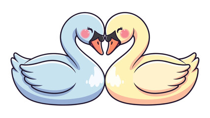Obraz premium Loving Couple of Swans Forming a Heart Shape, isolated white background.