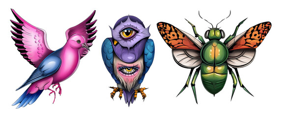 Obraz premium Ethereal Symbolic Creatures Representing Divinity and Presence in Ornamental Design