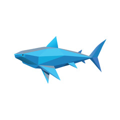 Fototapeta premium Low Poly Geometric Blue Shark Ocean Predator Vector Illustration